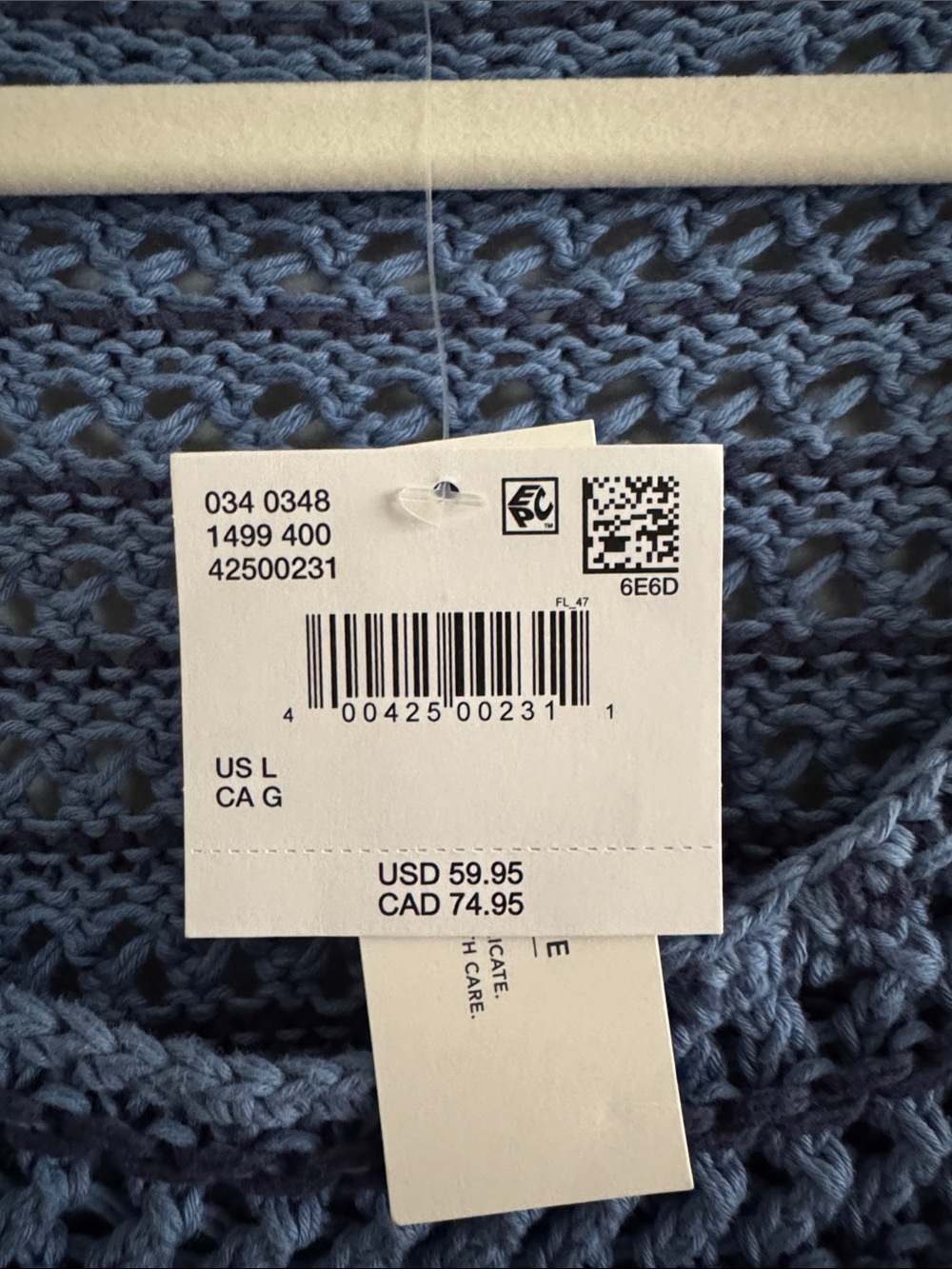 American Eagle Outfitters Blue Crochet Scoop Neck Sweater - Picture 4 of 4